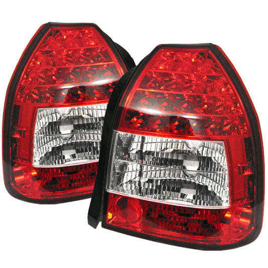 SPYDER 5004949 Spyder Honda Civic 96-00 3DR LED Tail Lights Red Clear ALT-YD-HC96-3D-LED-RC
