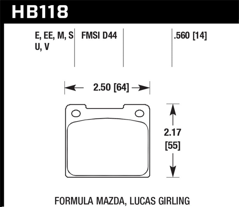 Hawk Performance HB118E.560 Hawk Alcon 4R-Type / Alcon R-Type (Short Profile) Blue 9012 Race Brake Pads