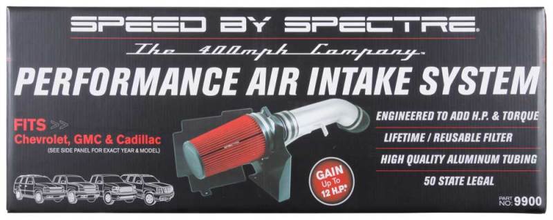 Spectre 9900 99-07 GM Truck V8-4.8/5.3/6.0L F/I Air Intake Kit - Clear Anodized w/Red Filter