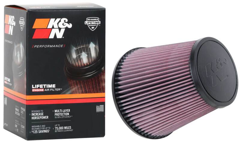 K&N Engineering RU-1029 K&N Universal Clamp-On Air Filter 3-7/8in FLG / 7-1/2in B / 5in T / 7in H