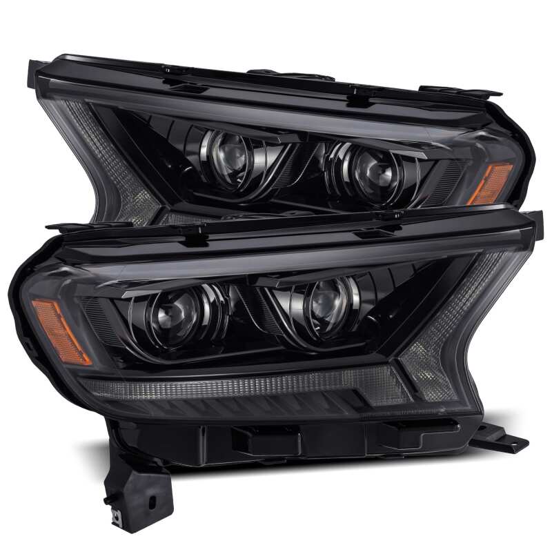 AlphaRex 880121 19-21 Ford Ranger LUXX LED Proj Headlights Plank Style Alpha Black w/Seq Signal/DRL