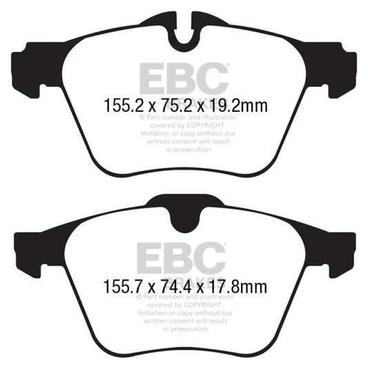 EBC DP32189C 13+ Jaguar F-Type (Cast Iron Rotors Only) 3.0 Supercharged (340) Redstuff Front Brake Pads