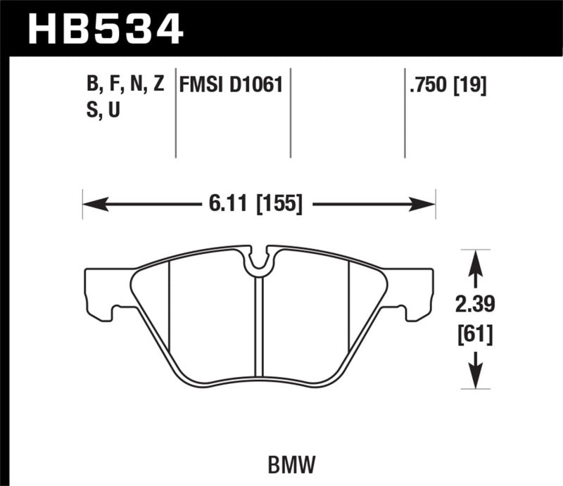 Hawk Performance HB534F.750 Hawk 09-11 BMW Z4 / 04-05 525I / 08-11 128I / 06 325I/325XI / 07 328I/328XI HPS Street Front Brake P