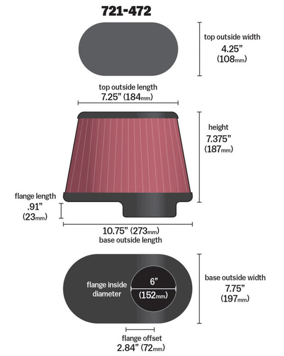 Airaid 721-472 AIR Universal Air Filter