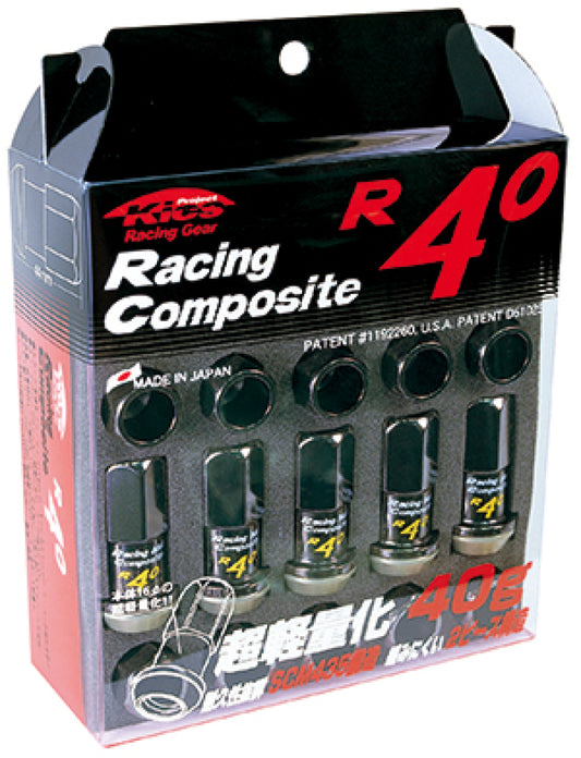 Project Kics KRC03K 12x1.25 R40 Lug Nuts - Black (20 Pcs)
