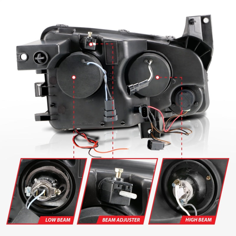 ANZO 121218 2006-2010 Dodge Charger Projector Headlights w/ Halo Chrome (CCFL)