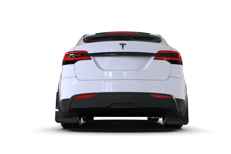 Rally Armor MF102-UR-BLK/MBK 22-26 Tesla Model X Black UR Mud Flap - Metallic Black Logo
