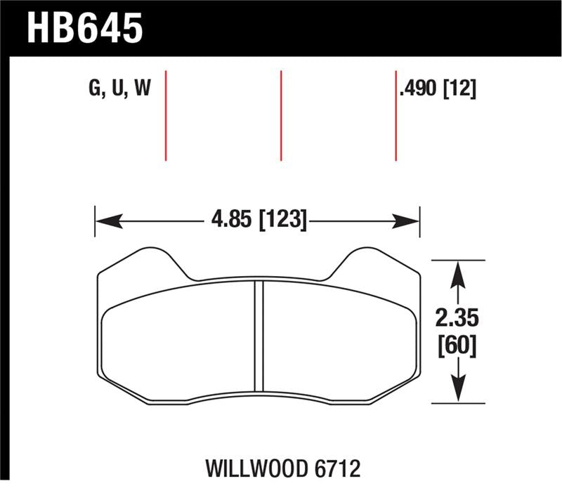 Hawk Performance HB645W.490 Hawk Wilwood Type 6712 DTC-30 Brake Pads