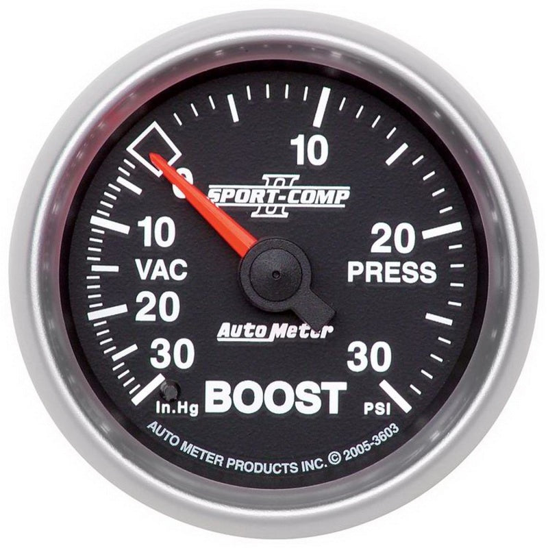 AutoMeter 3603 Autometer Sport-Comp II 52mm 30 PSI Mechanical Boost Vacumm Gauge