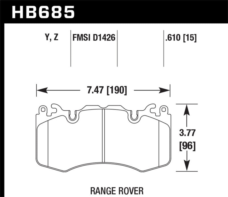 Hawk Performance HB685Y.610 Hawk 10-11 Range Rover/Range Rover Sport Supercharged LTS Front Brake Pads