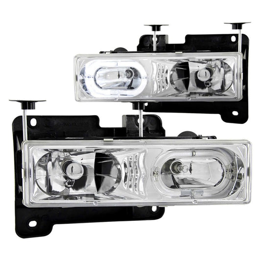 ANZO 111006 1988-1998 Chevrolet C1500 Crystal Headlights Chrome w/ Halo
