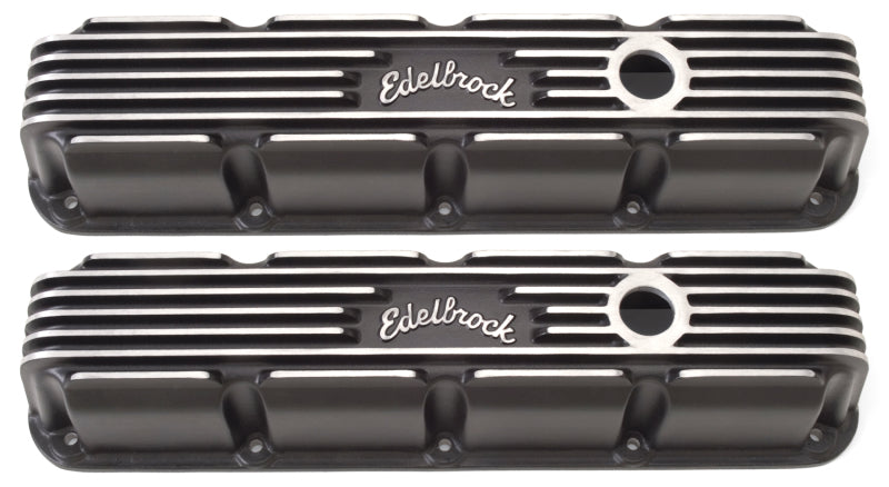 Edelbrock EDE41773 SBM Classic Finned V/C's - Black