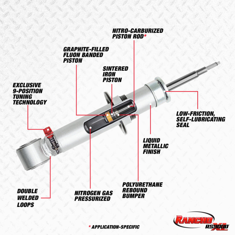 Rancho RS999801 Export quickLIFT Strut RS9000XL Strut EXPORT ONLY