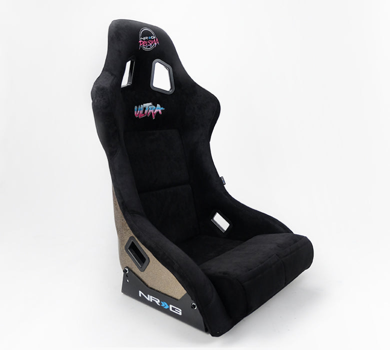 NRG FRP-302BK-ULTRA FRP Bucket Seat ULTRA Edition - Large (Black Alcantara/Gold Glitter Back)