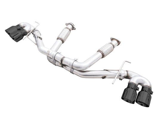 AWE Tuning 3020-43086 2020 Chevrolet Corvette (C8) Track Edition Exhaust - Quad Diamond Black Tips