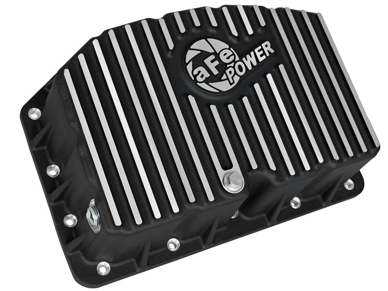aFe 46-70322 AFE Pro Series Engine Oil Pan Black w/Machined Fins; 11-16 Ford Powerstroke V8-6.7L (td)