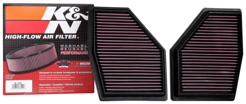 K&N Engineering 33-3155 K&N 2020 BMW M550i 4.4L V8 Replacement Air Filter (2 Per Box)