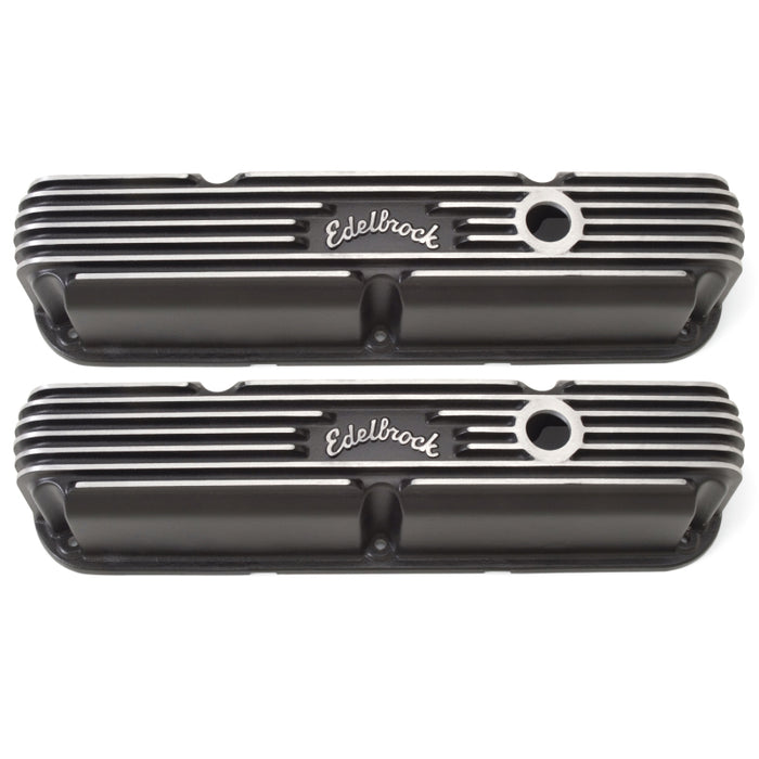 Edelbrock EDE41763 SBM Classic Finned V/C's - Black