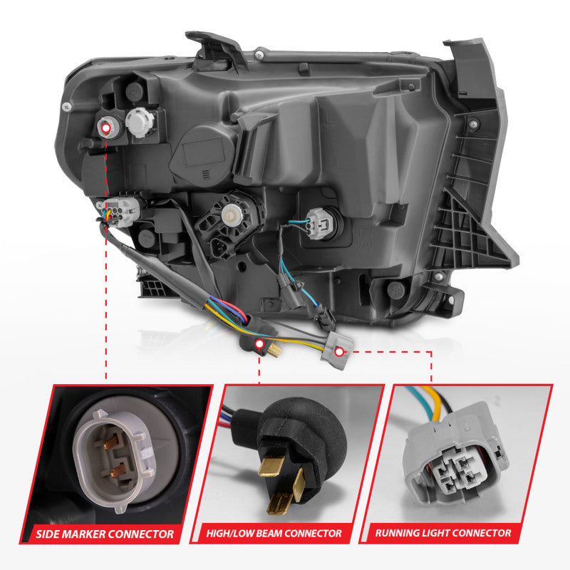 ANZO 111533 14-21 Toyota Tundra (OE Halogen w/LED DRL) LED Crystal Headlights w/ Switchback & DRL - Blk