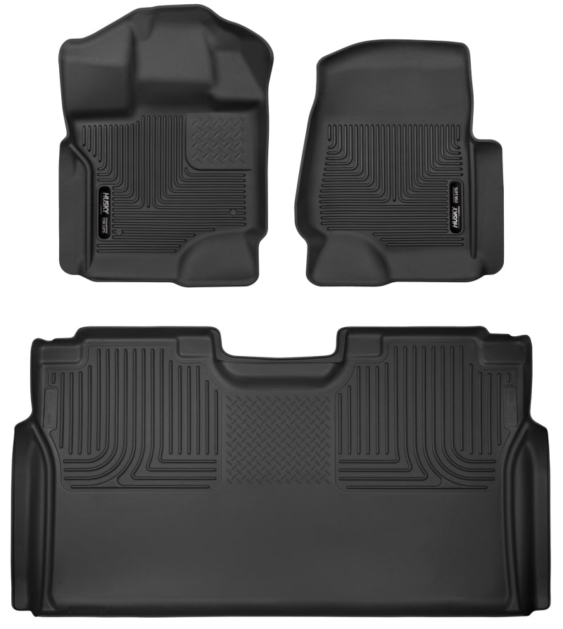 Husky Liners 53498 15-23 Ford F-150 SuperCrew Cab X-Act Contour Front & 2nd Row Seat Floor Liners - Black