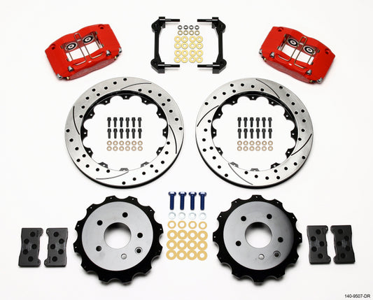 Wilwood 140-9507-DR Dynapro Radial Rear Kit 13.00in Drilled Red Nissan 350Z/Fiti G35