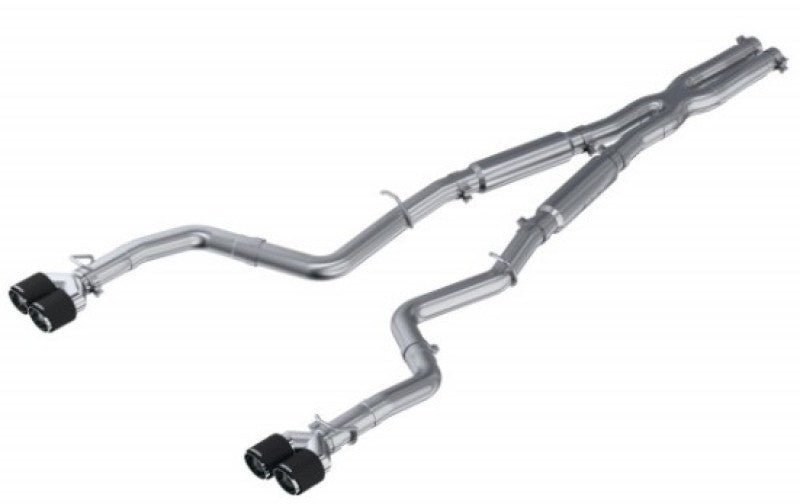 MBRP S71153CF 15-16 Dodge Challenger RT 5.7L T304 SS 3in Dual Rear Cat-back CF Quad Tips - Street