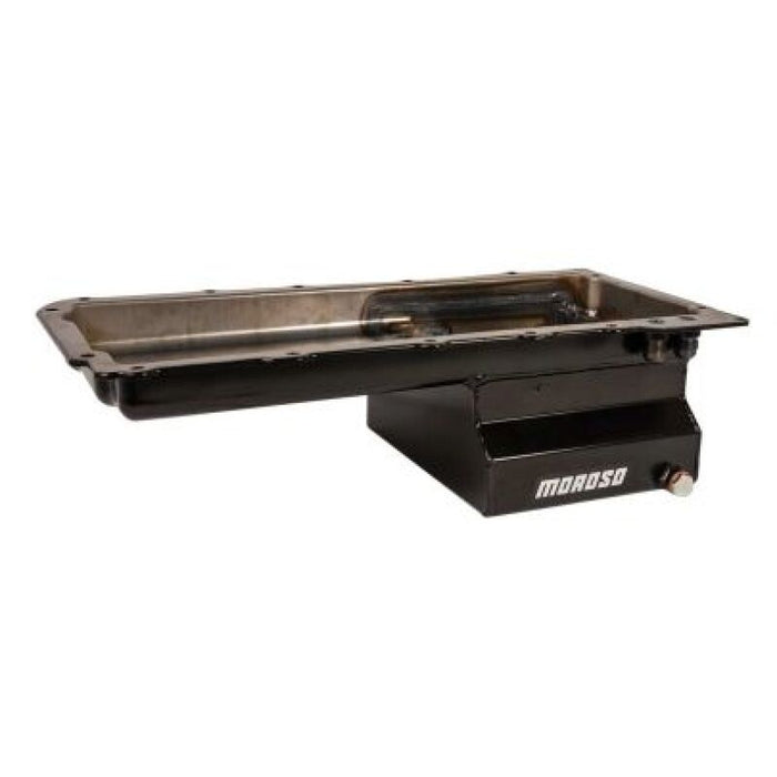 Moroso 20140 GM LS Swap (w/Rear Sump & Two -10An Fittings) Wet Sump 7qt 6in Baffled Steel Oil Pan - Black