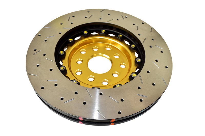 DBA DBA5654GLDXS-10 04-07 STi/2017 BRZ w/Perf. Pkg. 10 Hole Front Drilled/Slotted 5000 Series 2 Pc Rotor w/Gold Hat