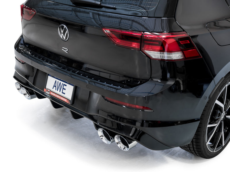 AWE Tuning 3020-42658 AWE MK8 Volkswagen Golf R 3in Track Edition Quad Exhaust - Chrome Silver Tips