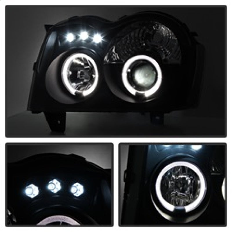 SPYDER 5078551 Spyder Jeep Grand Cherokee 05-07 Projector Headlights LED Halo LED Blk Smke PRO-YD-JGC05-HL-BSM