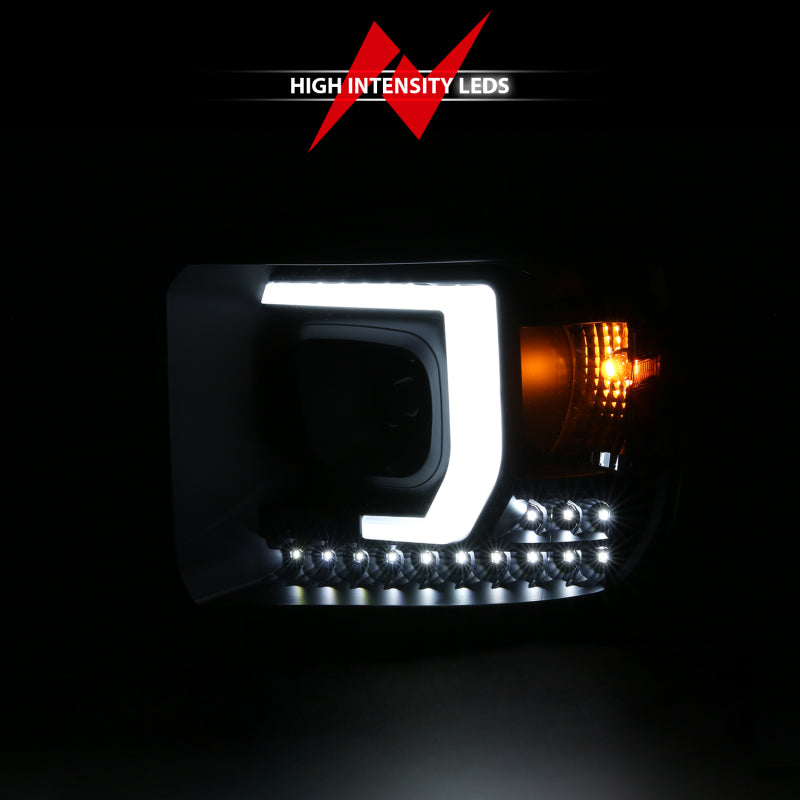 ANZO 111450 2014-2015 GMC Sierra 1500HD Projector Plank Style Headlight Black W/ Drl