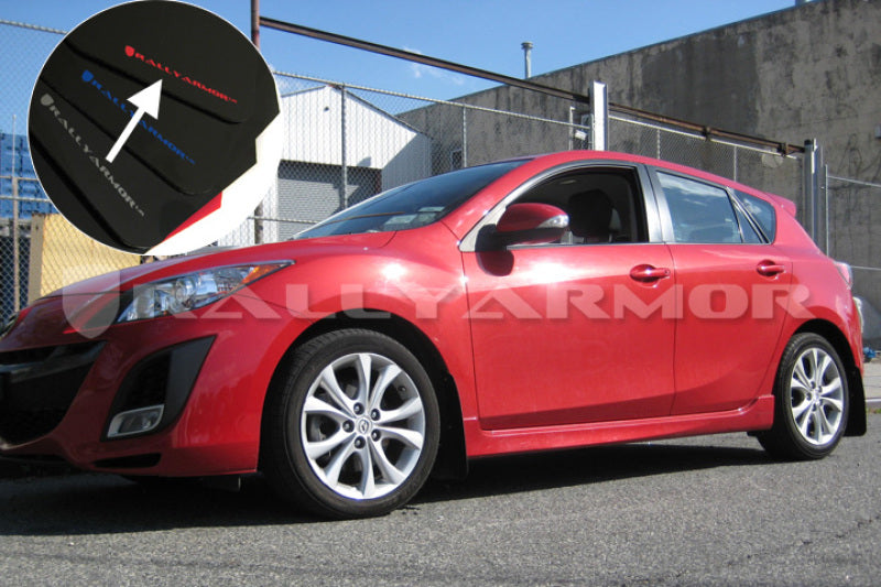 Rally Armor MF17-UR-BLK/RD 10-13 Mazda3/Speed3 (Hatch/Sedan) Black UR Mud Flap w/Red Logo