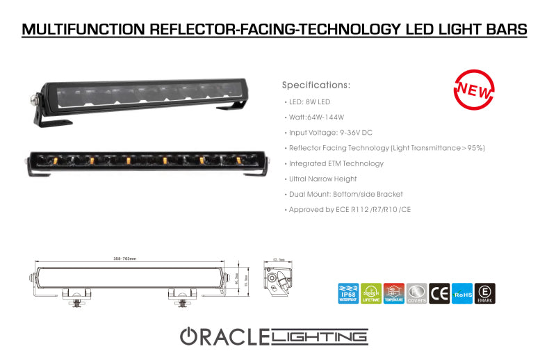 ORACLE Lighting 5900-20-023 Oracle Lighting Multifunction Reflector-Facing Technology LED Light Bar - 20in SEE WARRANTY