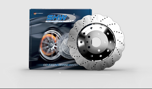 SHW Performance ARX47418 SHW 14-18 Audi RS7 4.0L Rear Cross-Drilled Lightweight Wavy Brake Rotor (4G8615601E)