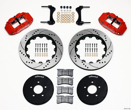 Wilwood 140-9117-DR Narrow Superlite 6R Front Hat Kit 14.00in Drill Red 1994-2004 Mustang