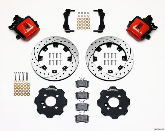 Wilwood 140-10885-DR Combination Parking Brake Rear Kit 11.75in Drilled Red Mini Cooper