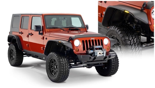 Bushwacker 10918-07 07-18 Jeep Wrangler Unlimited Flat Style Flares 4pc 4-Door Sport Utility Only - Black