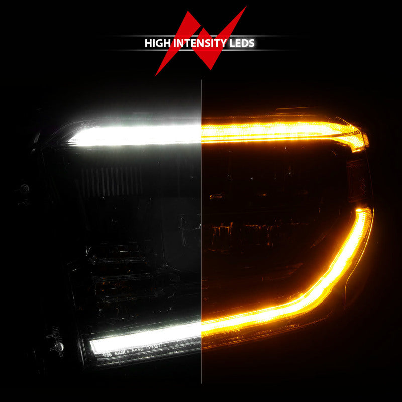ANZO 111533 14-21 Toyota Tundra (OE Halogen w/LED DRL) LED Crystal Headlights w/ Switchback & DRL - Blk