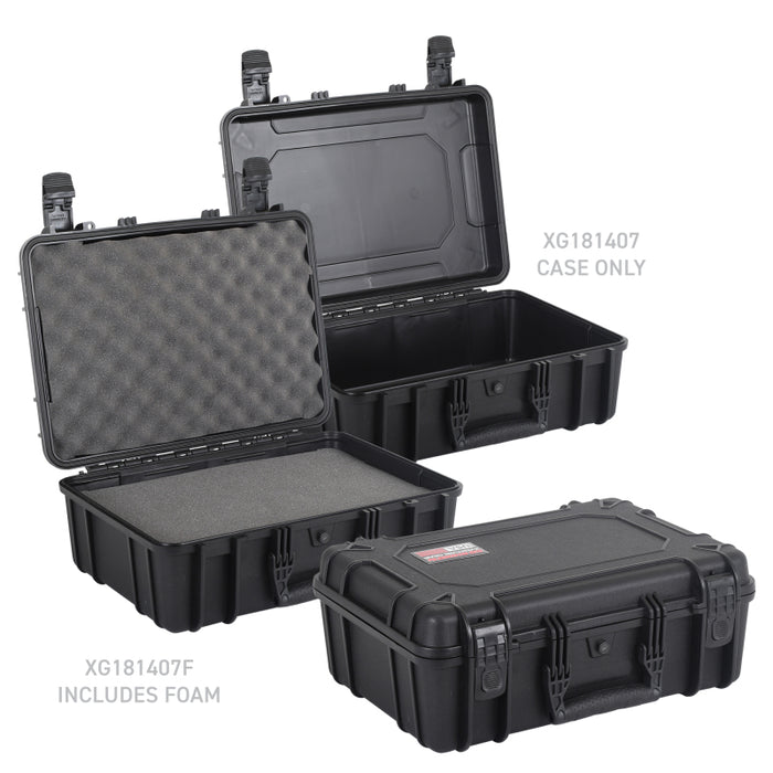 Go Rhino XG181407F XVenture Gear Hard Case w/Foam - Medium 18in. / Lockable / IP67 - Tex. Black