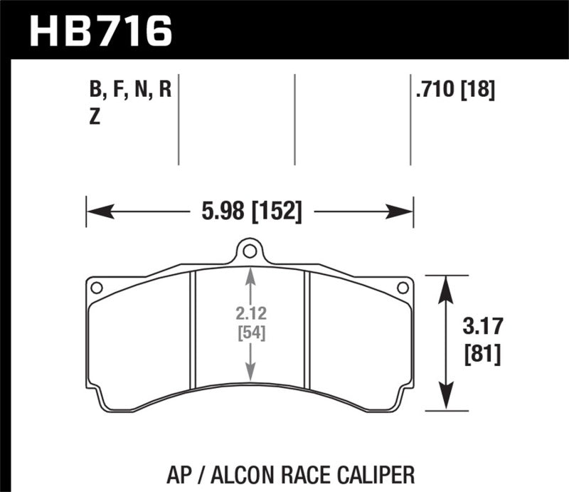 Hawk Performance HB716F.710 Hawk HPS Brake Pads w/ 0.710 Thickness - AP Racing Alcon
