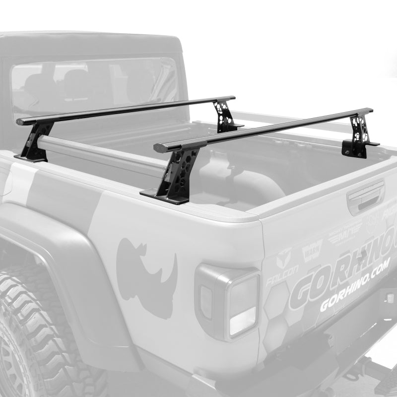 Go Rhino 5935015T 15-22 Ford F-150 / 07-21 Toy. Tundra XRS Cross Bars Kit - Tex Blk (Attch Tonneau Cvr T-Trk)