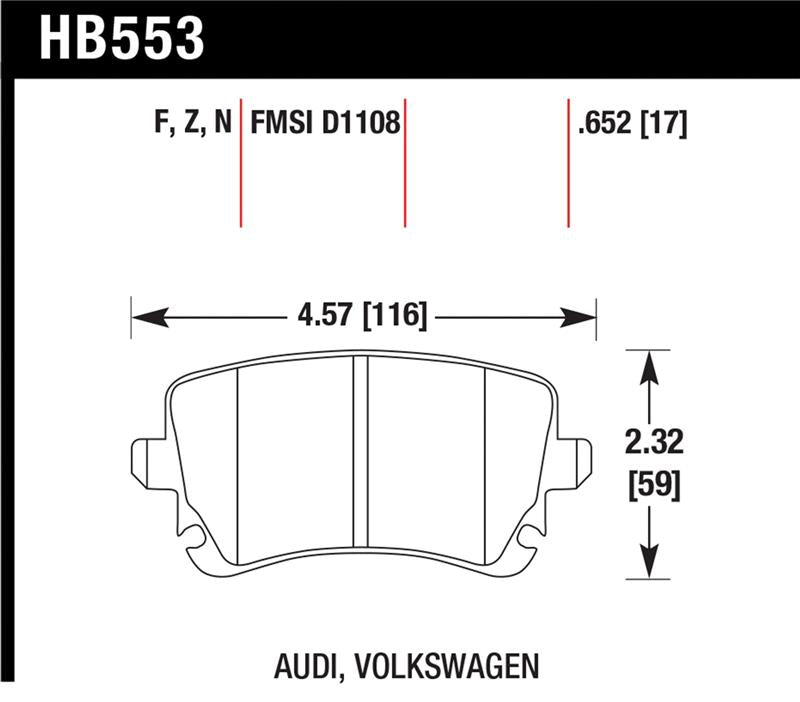 Hawk Performance HB553F.652 Hawk 06-07 Audi A6 Quattro / 03-04 RS6 / 04-08 S4 HPS Street Rear Brake Pads