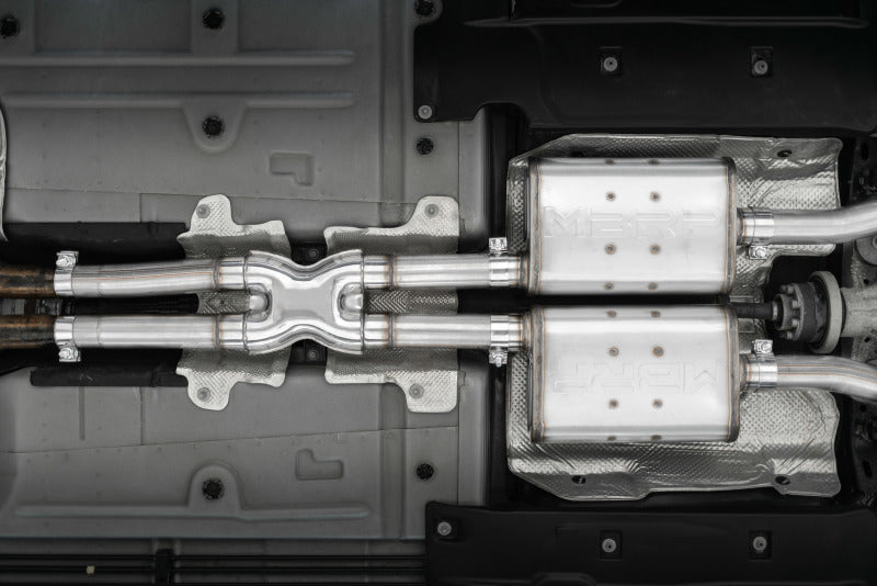 MBRP S71113CF 2015+ Dodge Challenger 3.6L SS 2.5in Quad Tip Split Rear Exit w/ Carbon Fiber Tips - T304