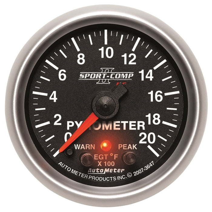 AutoMeter 3647 Autometer Elite 52.4mm 0-2000F Pyrometer Peak & Warn w/ Electronic Control Gauge