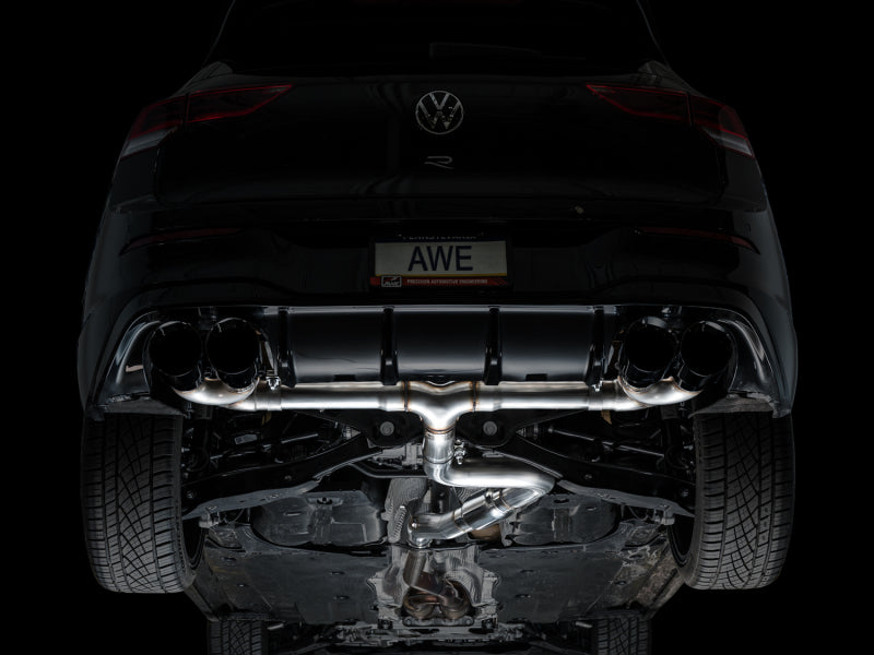 AWE Tuning 3020-43658 AWE MK8 Volkswagen Golf R 3in Track Edition Quad Exhaust - Diamond Black Tips