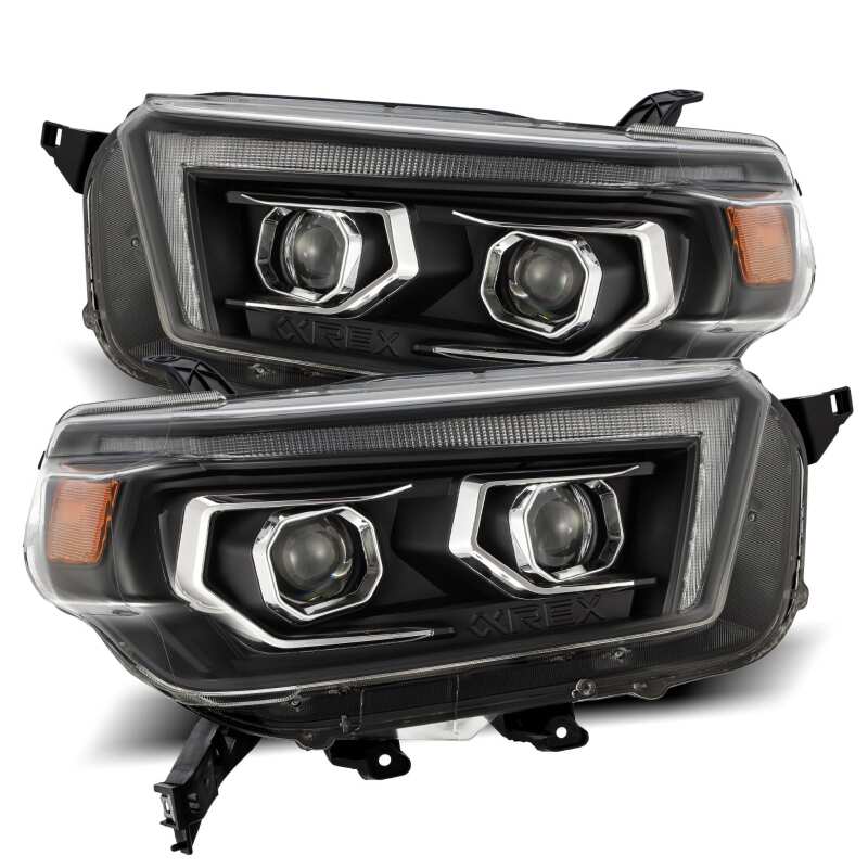 AlphaRex 880755 10-13 Toyota 4Runner PRO-Series Projector Headlights Plank Style Black w/Seq Signal/DRL