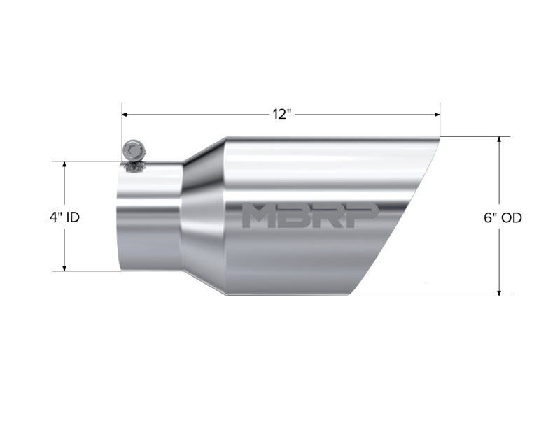 MBRP T5072 Universal Tip 6 O.D. Dual Wall Angled 4 inlet 12 length