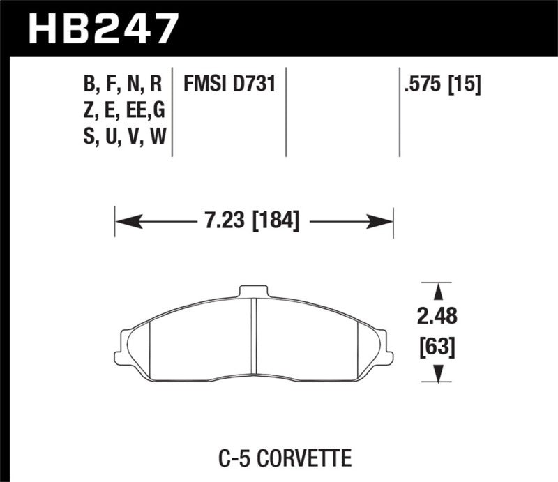 Hawk Performance HB247W.575 Hawk 04-09 Cadillac XLR / 01-04 Corvette Z06/ 05-06 Pontiac GTO DTC-30 Race Front Brake Pads
