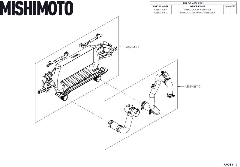 Mishimoto MMINT-BR23-21HKBKBK 21+ Bronco 2.3L High Mount INT Kit BK Core BK Pipes