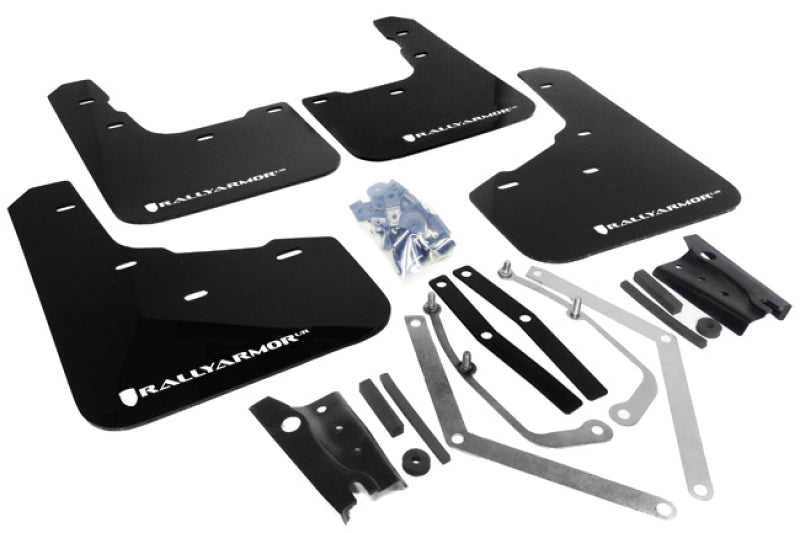 Rally Armor MF29-UR-BLK/WH 13-19 Ford Fiesta ST Black UR Mud Flap w/White Logo